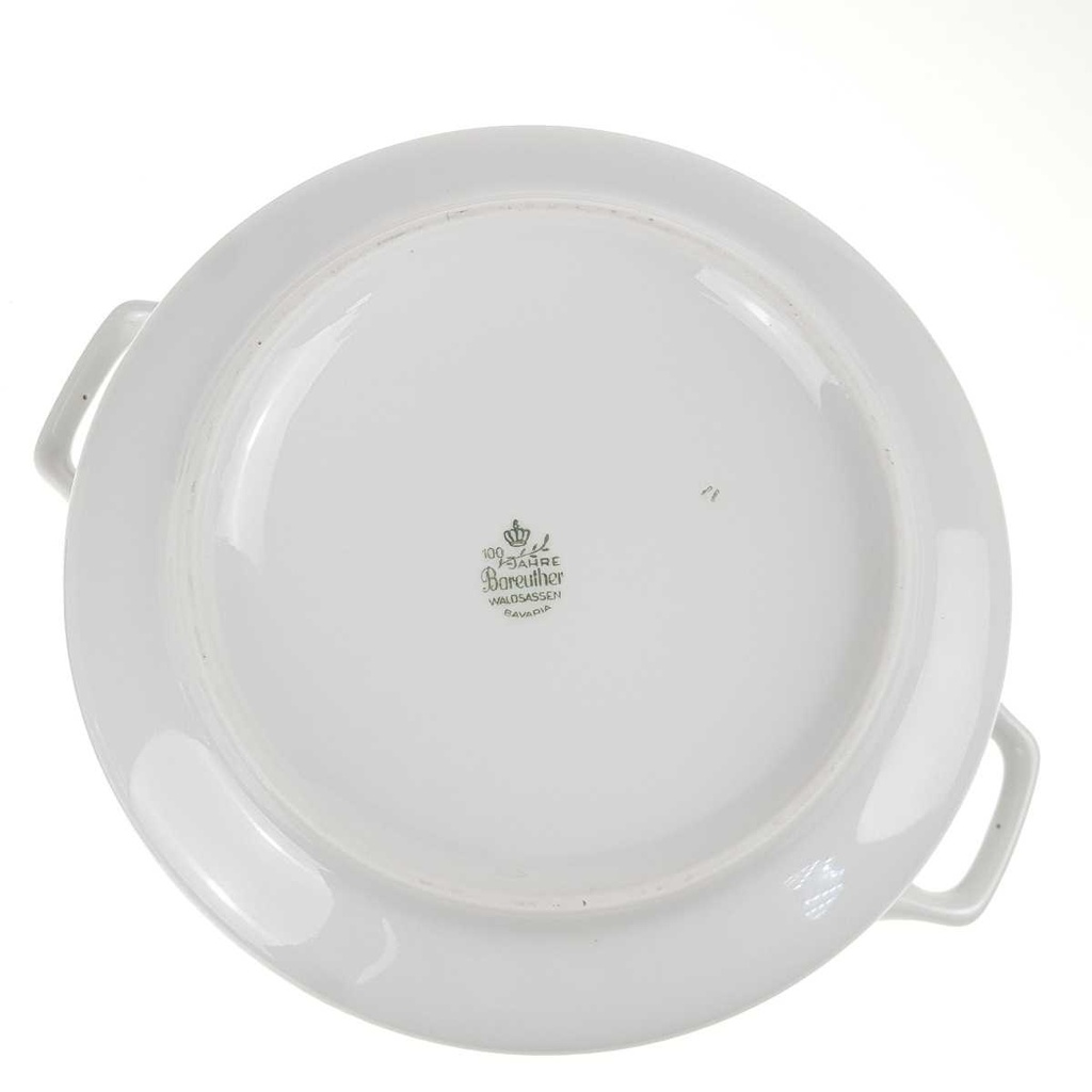 [458168434] Ragoutterrine Servierschüssel Goldrand 1,5 L Bareuther Waldsassen geriffelt Blauband Weiß gebraucht - gut Bild 7