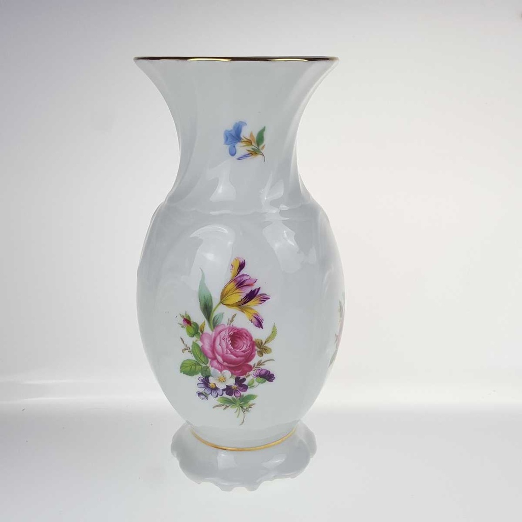 [458168438] Tischvase Vase Goldrand 19,3 cm Seltmann Vohenstrauß Blumendekor gebraucht - sehr gut Bild 3