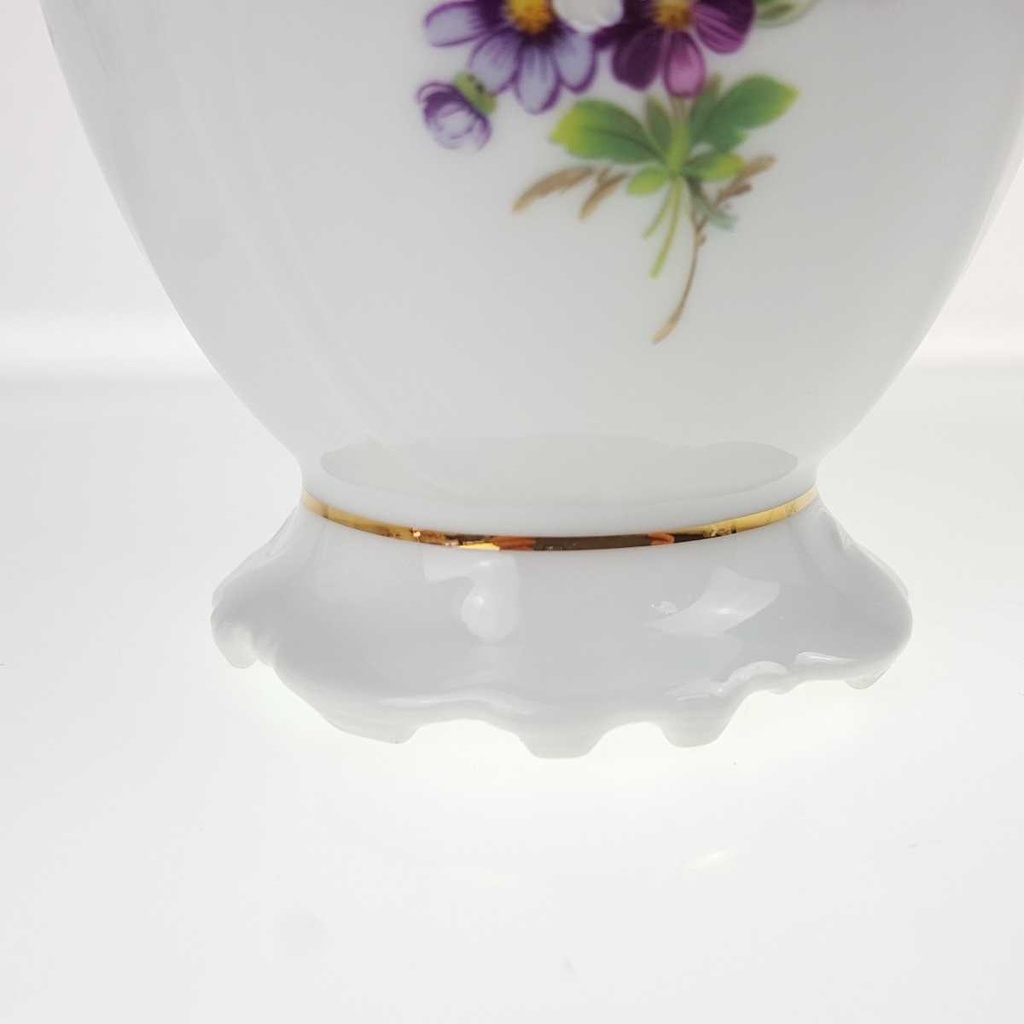 [458168438] Tischvase Vase Goldrand 19,3 cm Seltmann Vohenstrauß Blumendekor gebraucht - sehr gut Bild 4