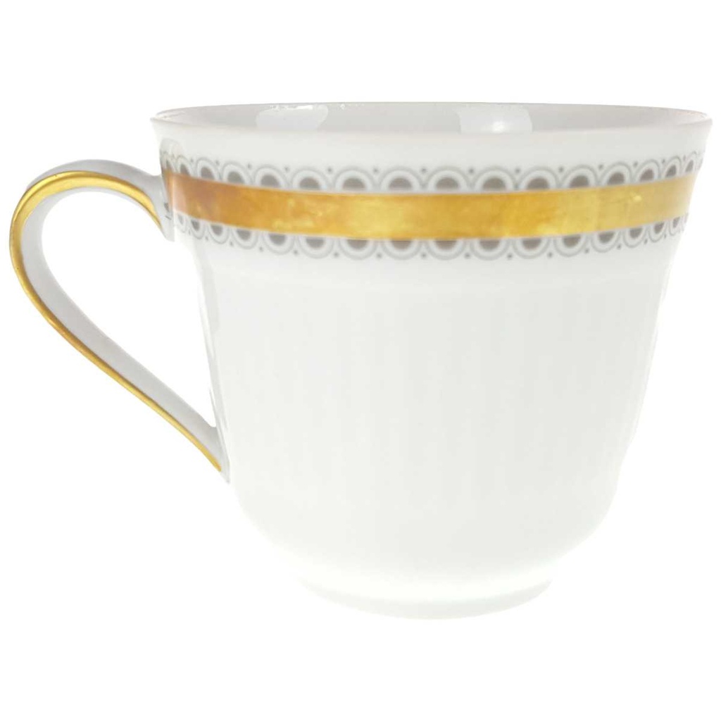 [458168442] Kaffeetasse 0,2 L Seltmann Weiden Vohenstrauß Goldring graue Halbkreise gebraucht - gut Bild 2
