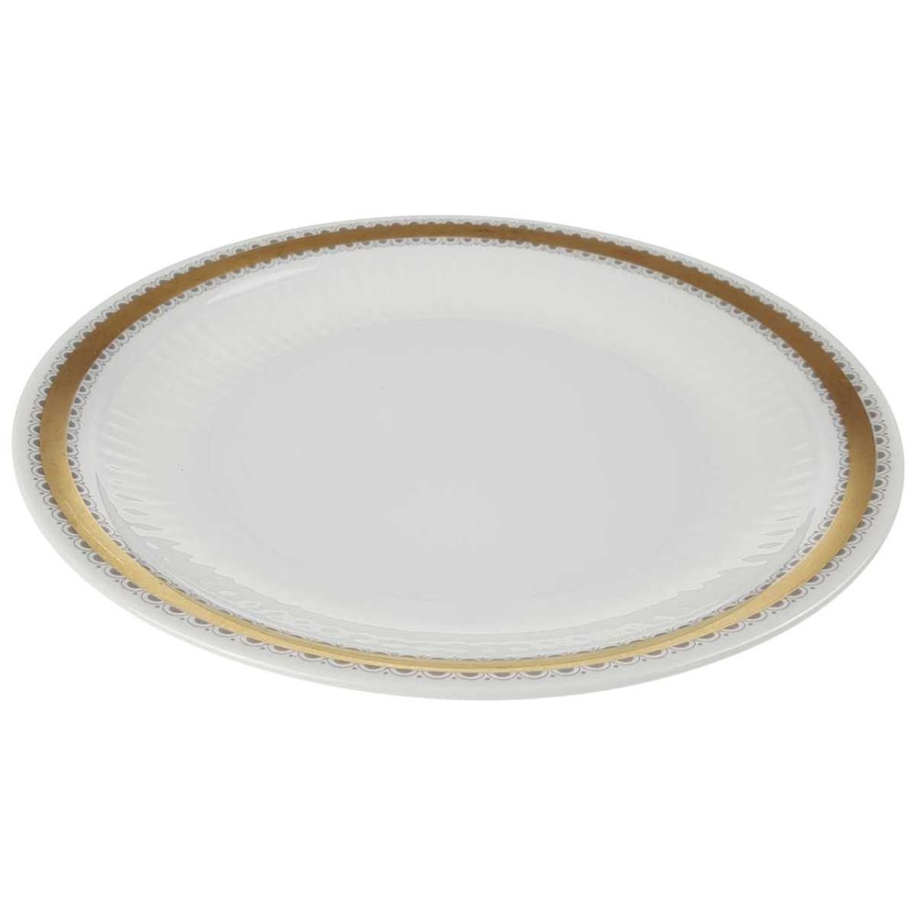 [458168443] Kuchenteller Dessertteller 19,5 cm Seltmann Weiden Vohenstrauß Goldring graue Halbkreise gebraucht - gut Bild 2