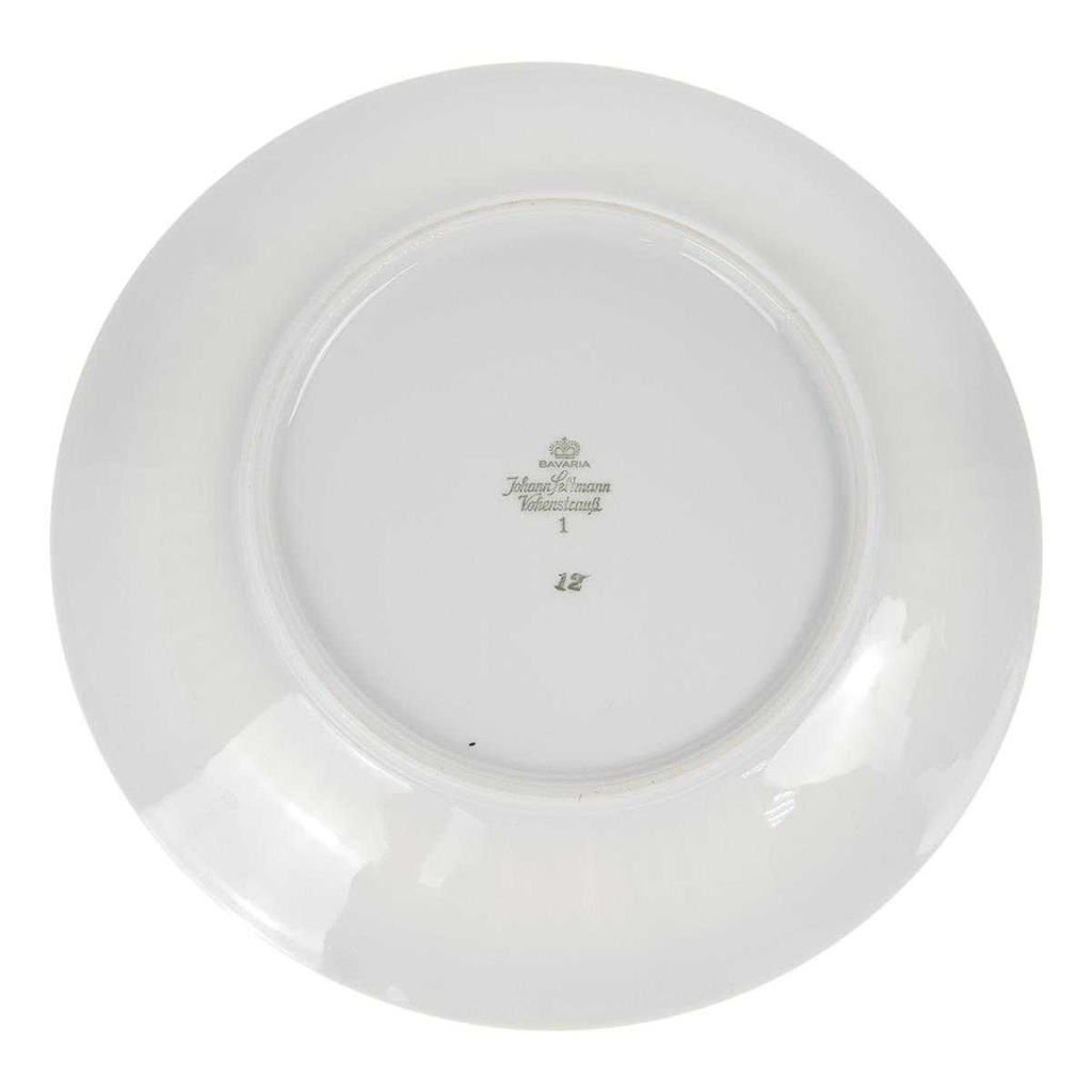 [458168443] Kuchenteller Dessertteller 19,5 cm Seltmann Weiden Vohenstrauß Goldring graue Halbkreise gebraucht - gut Bild 4