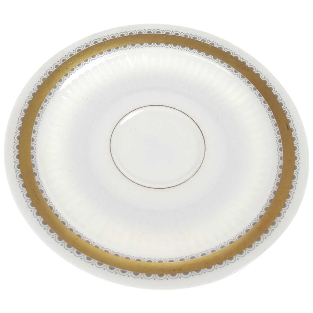 [458168445] Untertasse für Kaffee 15 cm Seltmann Weiden Vohenstrauß Goldring graue Halbkreise gebraucht - gut Bild 2