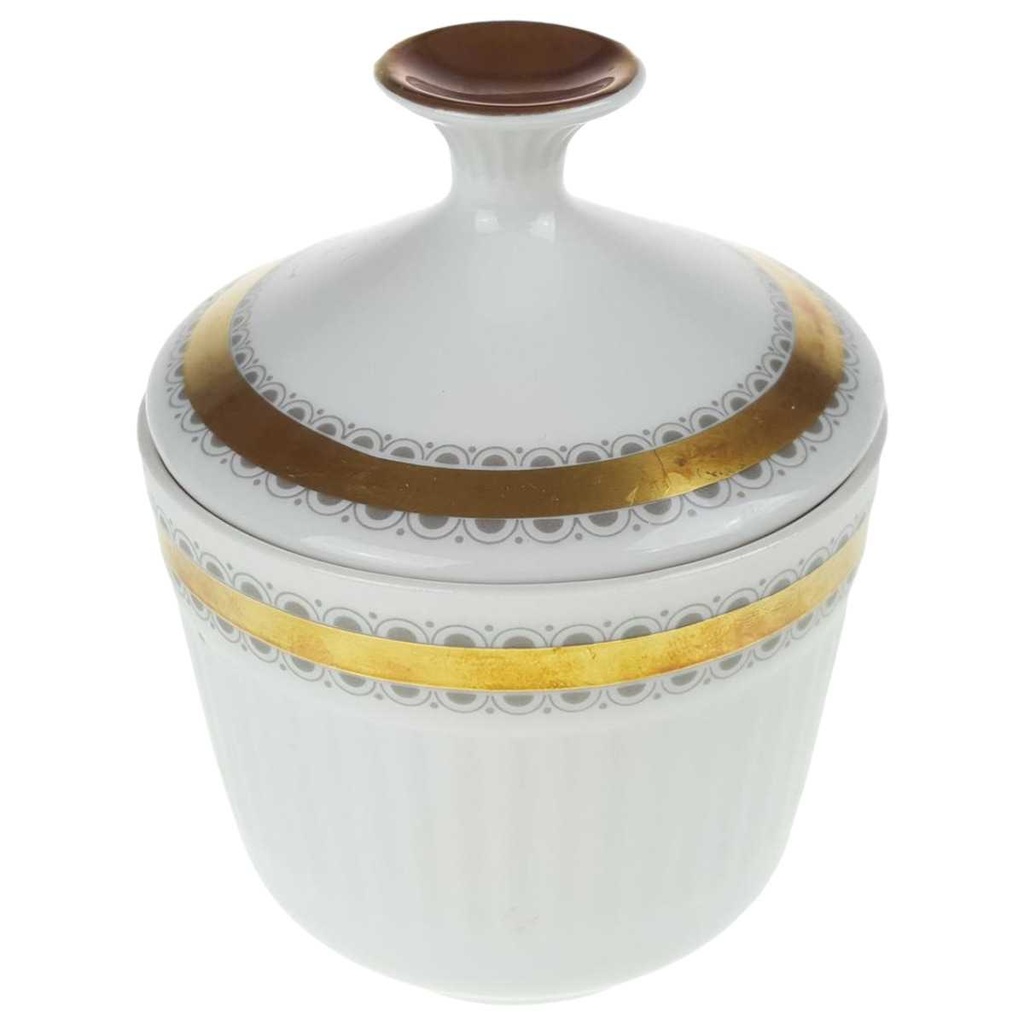 [458168446] Zuckerdose Seltmann Weiden Vohenstrauß Goldring graue Halbkreise gebraucht - gut Bild 2