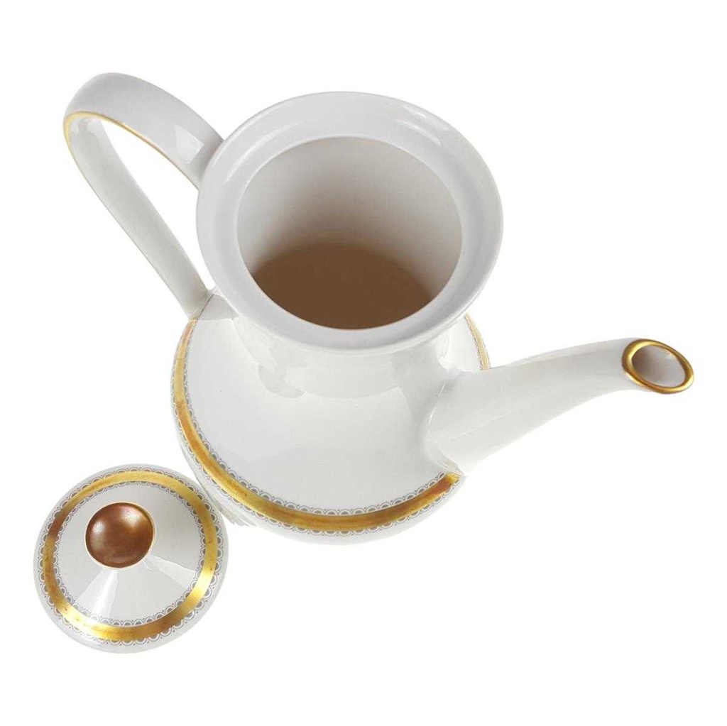 [458168447] Kaffeekanne 1,3 L Seltmann Weiden Vohenstrauß Goldring graue Halbkreise gebraucht - gut Bild 5