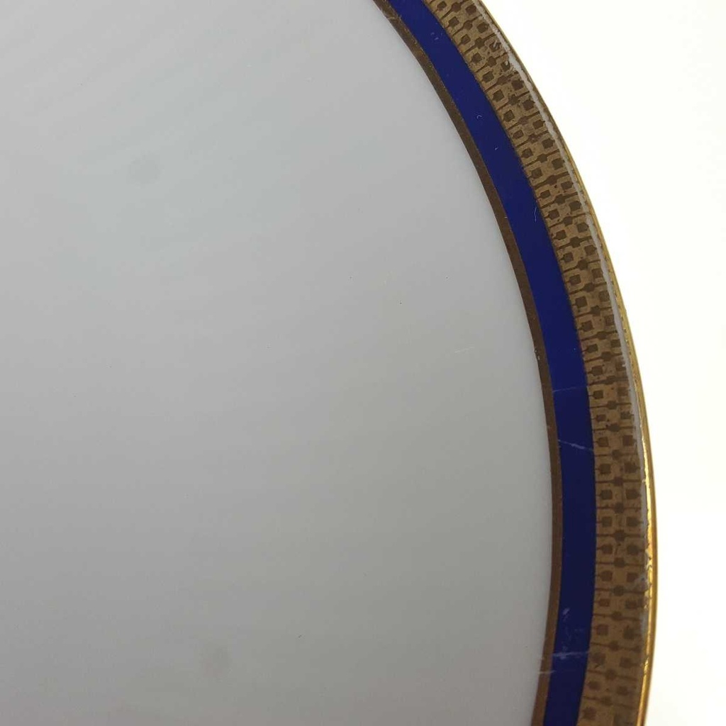 [458168449] Servierplatte Goldrand 37,5x24,9 cm Bareuther Waldsassen geriffelt Blauband Weiß gebraucht - gut Bild 3