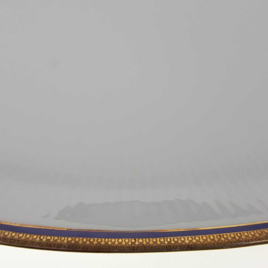[458168449] Servierplatte Goldrand 37,5x24,9 cm Bareuther Waldsassen geriffelt Blauband Weiß gebraucht - gut Bild 4