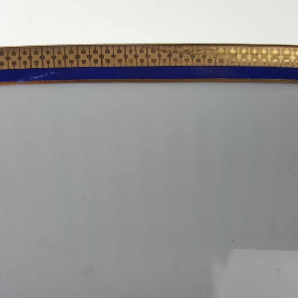 [458168449] Servierplatte Goldrand 37,5x24,9 cm Bareuther Waldsassen geriffelt Blauband Weiß gebraucht - gut Bild 5