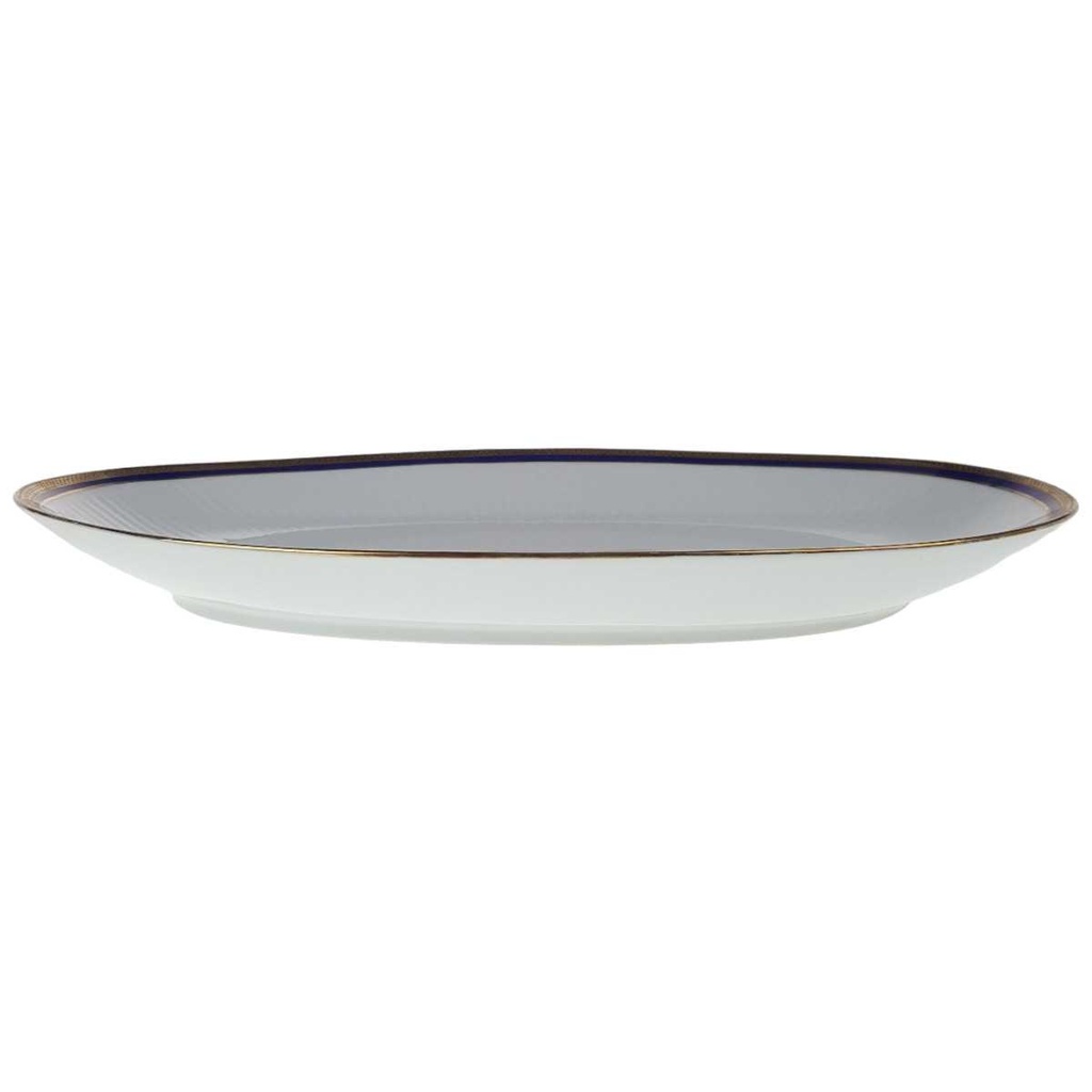 [458168450] Servierplatte Goldrand 31,5x21,2 cm Bareuther Waldsassen geriffelt Blauband Weiß gebraucht - gut Bild 2