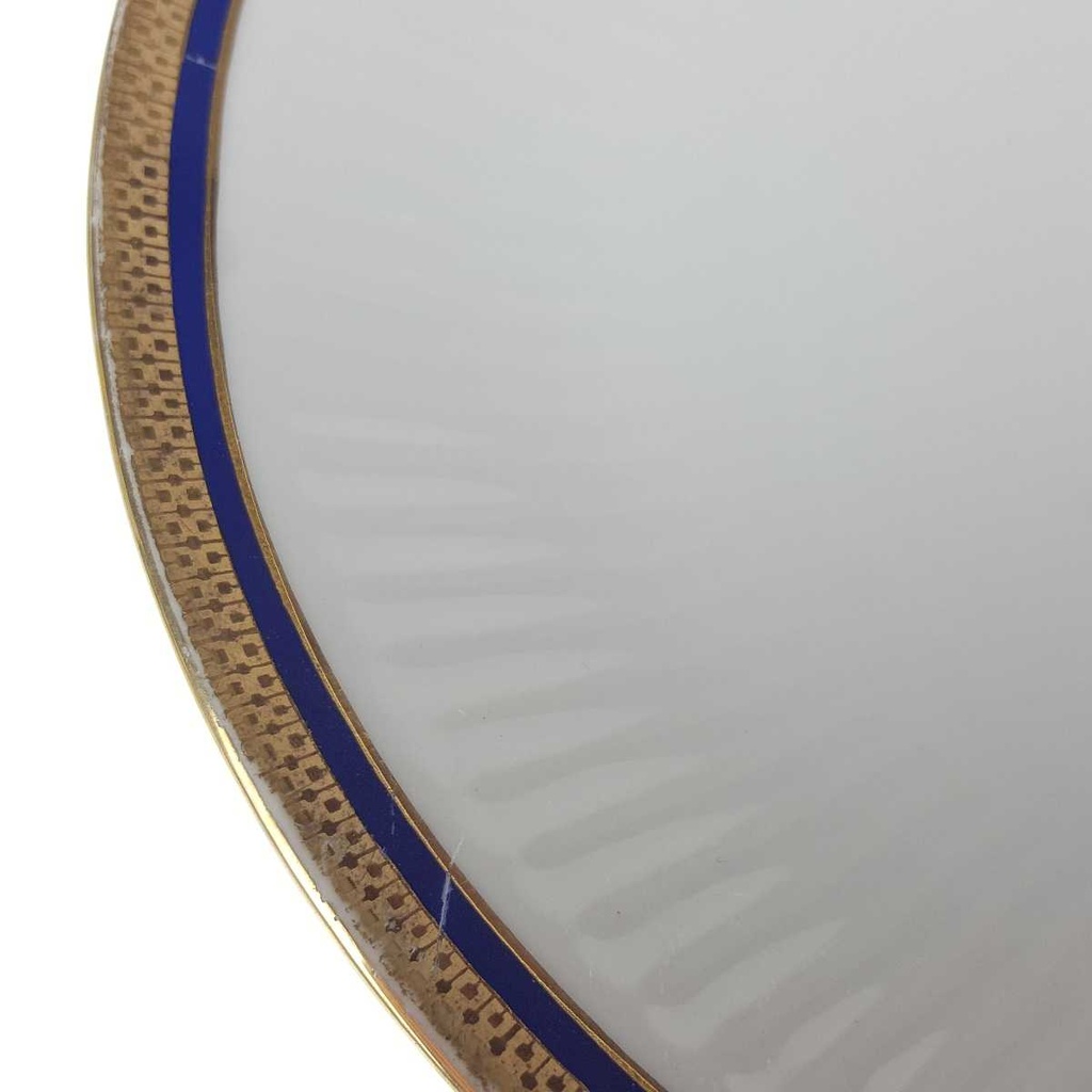 [458168450] Servierplatte Goldrand 31,5x21,2 cm Bareuther Waldsassen geriffelt Blauband Weiß gebraucht - gut Bild 7