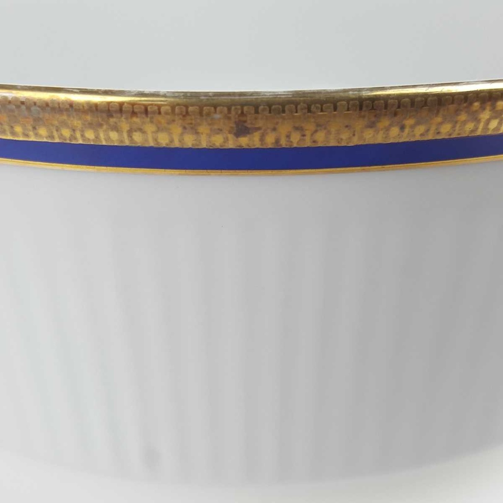 [458168451] Schüssel Goldrand 20 cm Bareuther Waldsassen geriffelt Blauband Weiß gebraucht - gut Bild 4