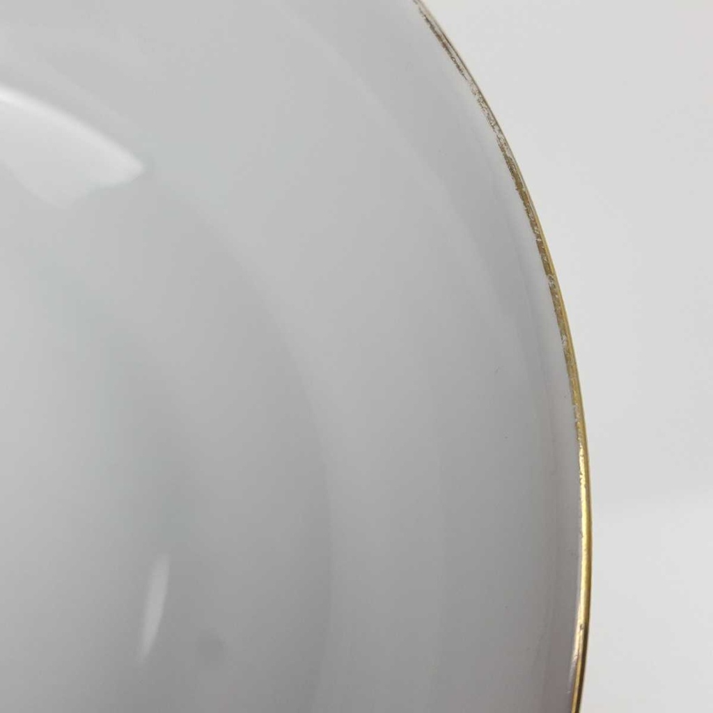[458168452] Schüssel Goldrand 20,7 cm Bareuther Waldsassen geriffelt Blauband Weiß gebraucht - gut Bild 3
