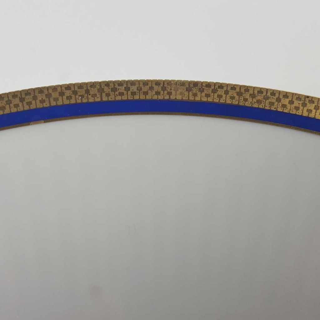 [458168453] Speiseteller Goldrand 24,2 cm Bareuther Waldsassen geriffelt Blauband Weiß gebraucht - gut Bild 3