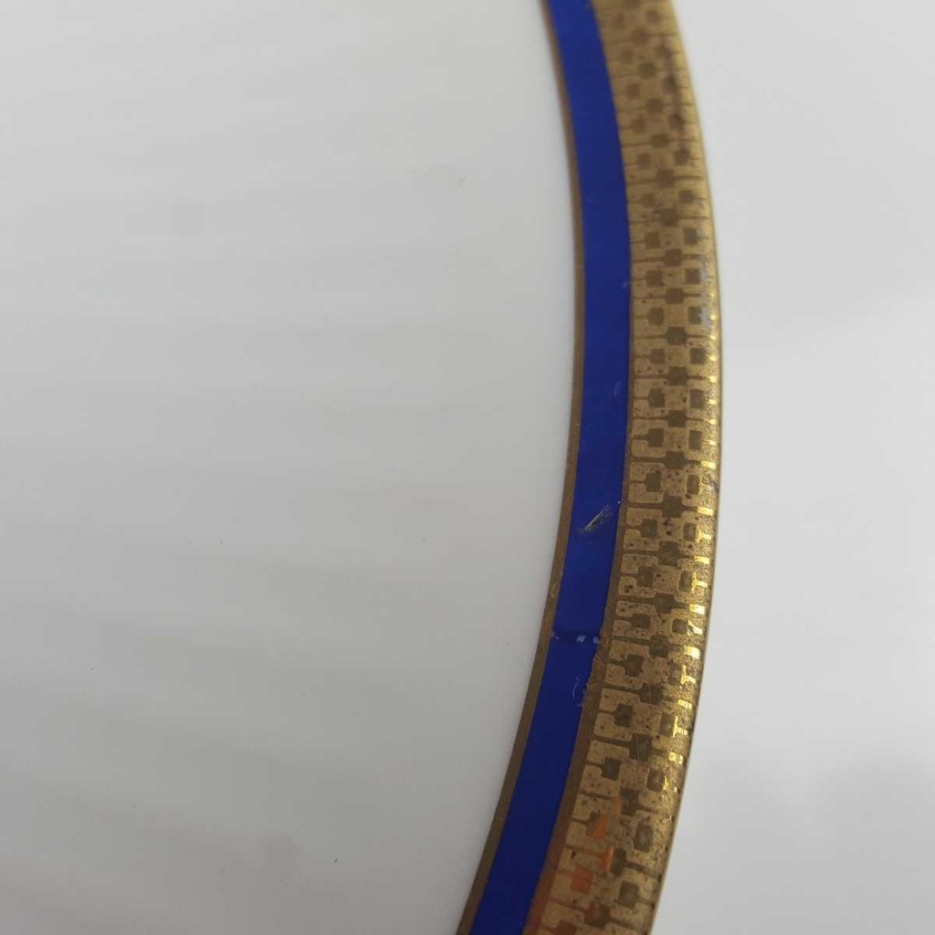 [458168453] Speiseteller Goldrand 24,2 cm Bareuther Waldsassen geriffelt Blauband Weiß gebraucht - gut Bild 4