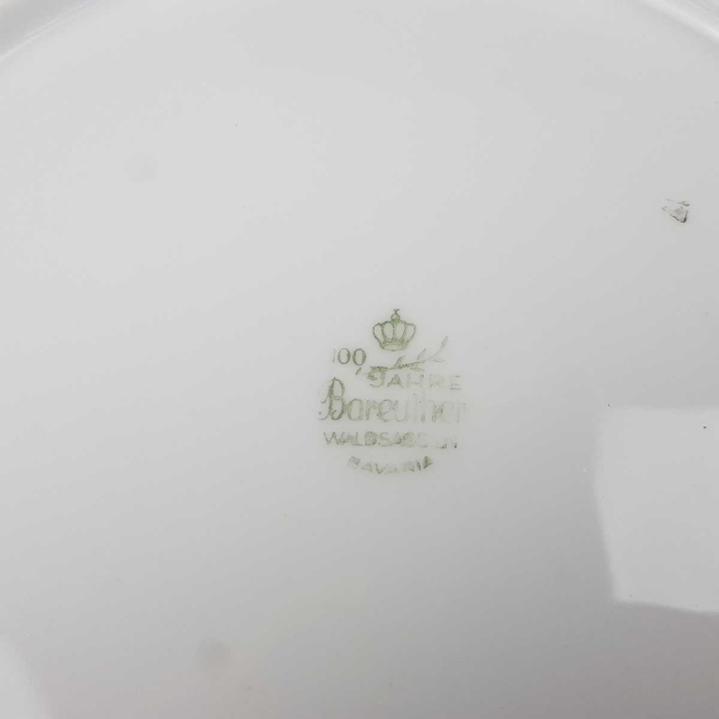 [458168453] Speiseteller Goldrand 24,2 cm Bareuther Waldsassen geriffelt Blauband Weiß gebraucht - gut Bild 6
