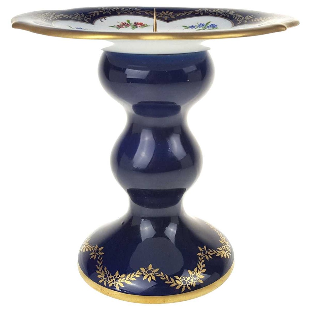 [458168463] Kerzenhalter Golddekor Wallendorf Echt Kobalt mit Blumendekor Blumen gebraucht - gut Bild 2