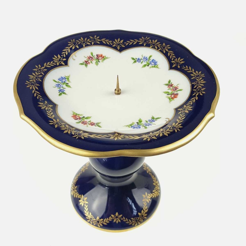[458168463] Kerzenhalter Golddekor Wallendorf Echt Kobalt mit Blumendekor Blumen gebraucht - gut Bild 3