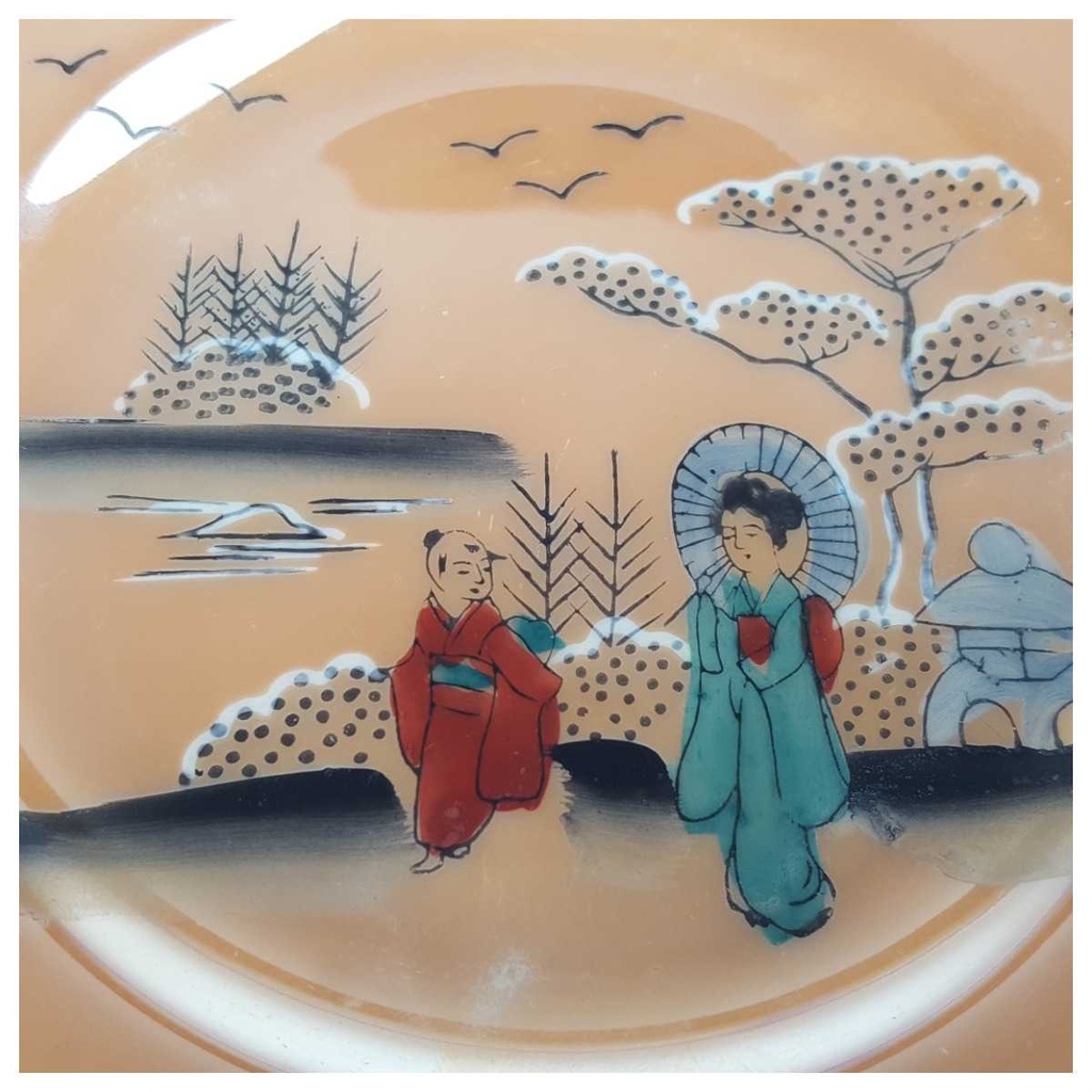 [458168479] Kuchenteller Dessertteller 16 cm Japan China Asiatisches Porzellan Geisha Perlmutt gebraucht - gut Bild 2