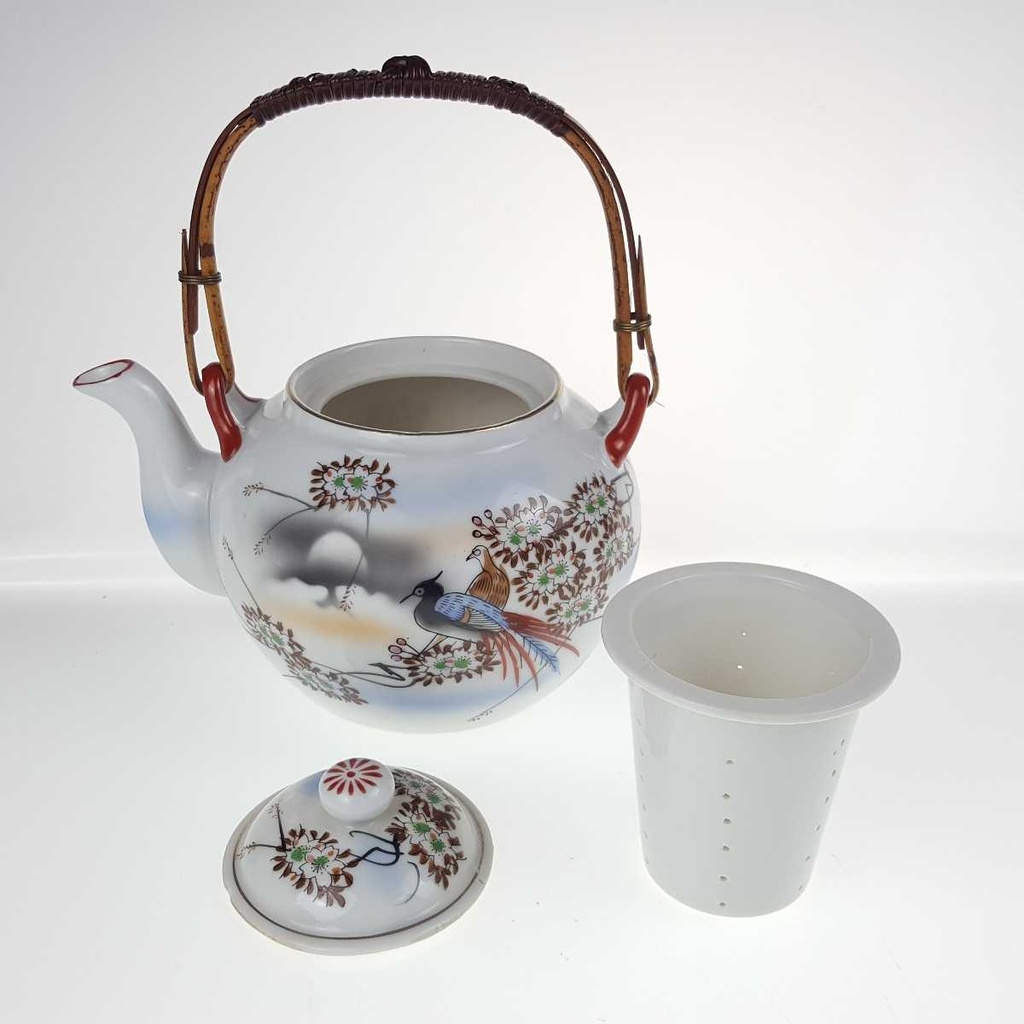 [458168484] Teekanne mit Sieb 1 L Japan China Asiatisches Porzellan Vogelmotiv Fasane gebraucht - gut Bild 6