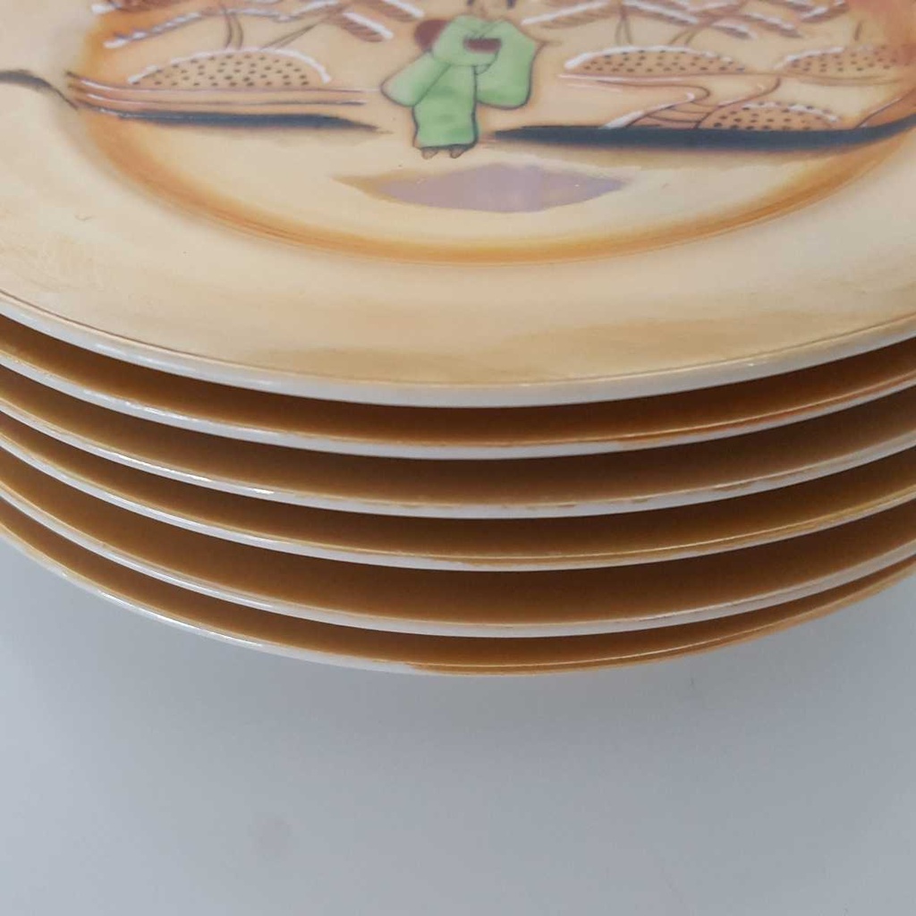 [2119298] 6er Set Kuchenteller 16,3 cm Japan China Geisha Grün Perlmutt gebraucht - akzeptabel Bild 3
