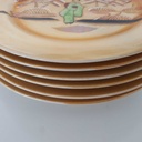 [2119298] 6er Set Kuchenteller 16,3 cm Japan China Geisha Grün Perlmutt gebraucht - akzeptabel Bild 3
