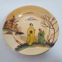 [2119300] 6er Set Kuchenteller 15,2 cm Japan China Geisha Gelb Grün gebraucht - defekt Bild 4