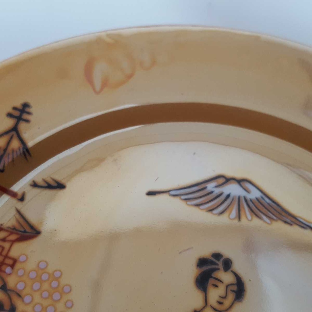 [2119300] 6er Set Kuchenteller 15,2 cm Japan China Geisha Gelb Grün gebraucht - defekt Bild 5