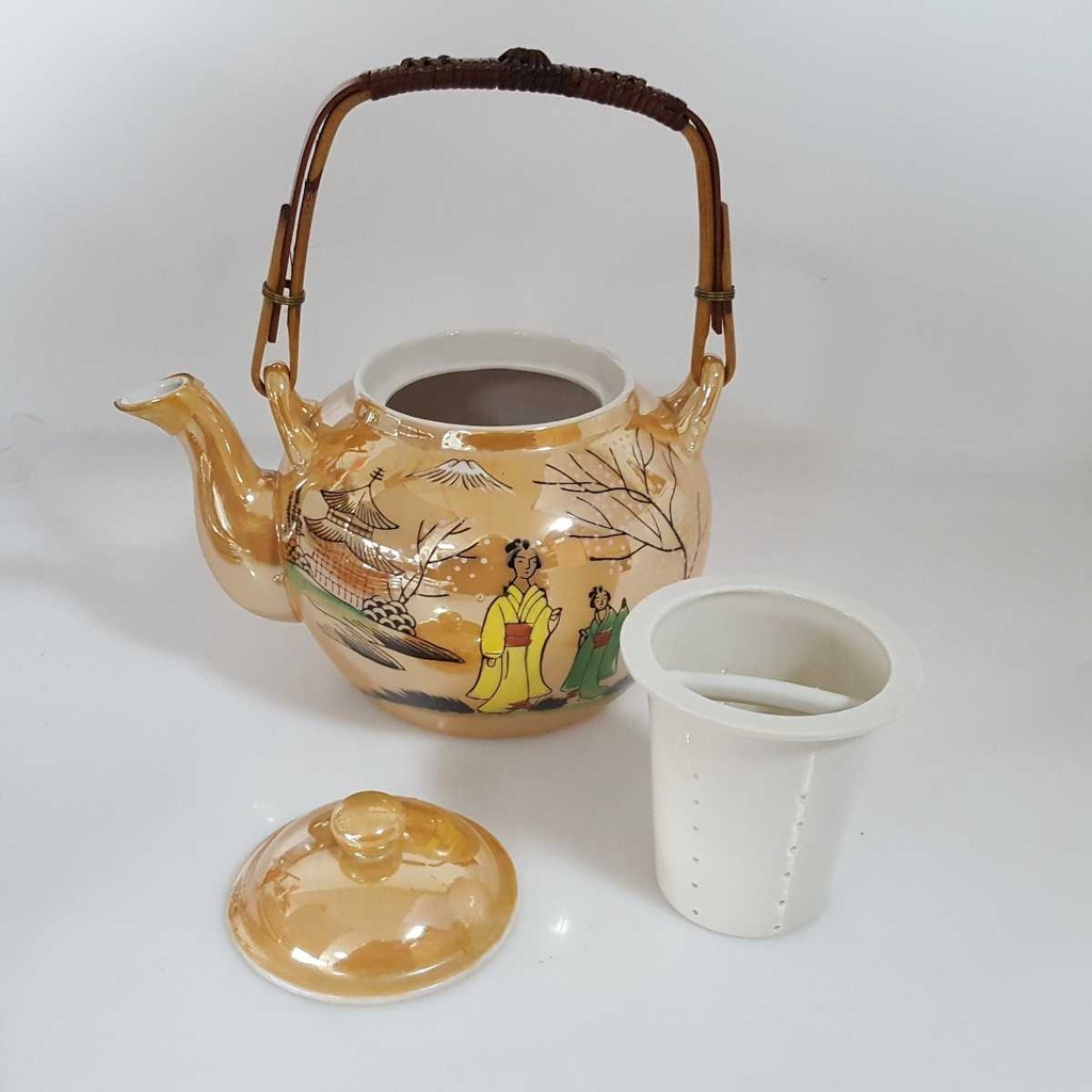 [458168492] Teekanne mit Sieb 0,1 L 1 Japan China Geisha Gelb Grün gebraucht - defekt Bild 3