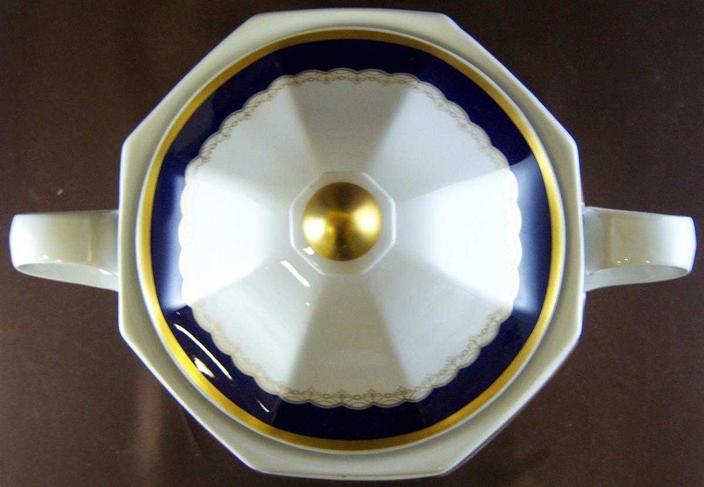 [4581685] Terrine Goldrand Winterling Marktleuthen Kobaltrand mit Goldraute eckig gebraucht - sehr gut Bild 3
