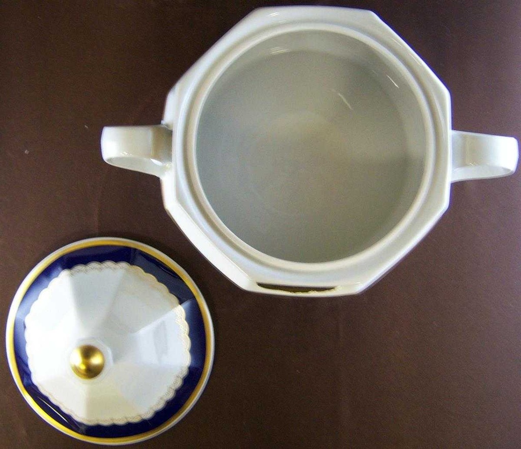 [4581685] Terrine Goldrand Winterling Marktleuthen Kobaltrand mit Goldraute eckig gebraucht - sehr gut Bild 4