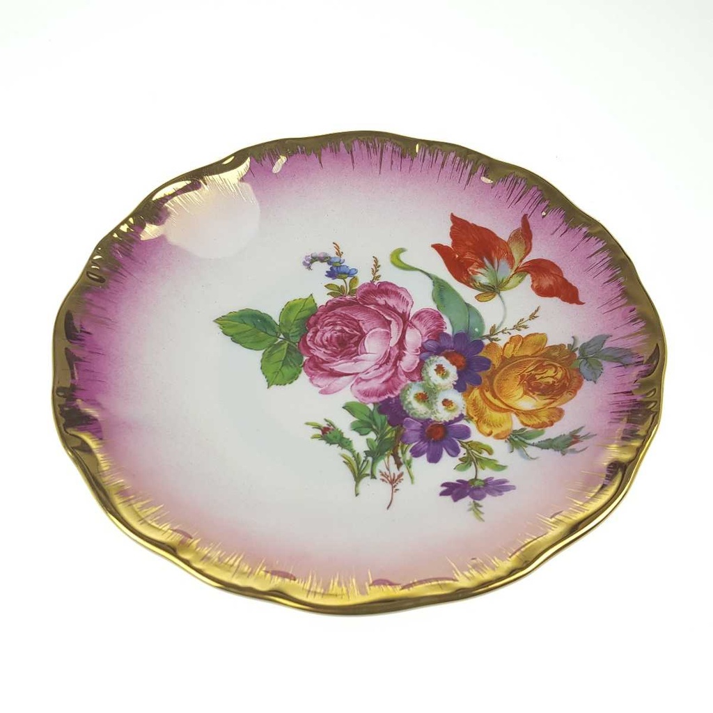 [458168503] Gedeck Goldrand 3tlg Theo Kühn Burgwindheim Blumendekor Blumen gebraucht - gut Bild 7