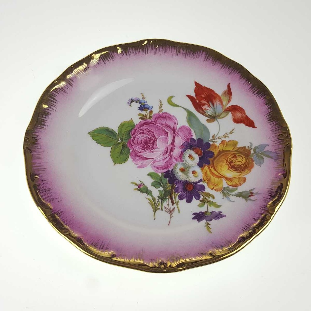 [458168503] Gedeck Goldrand 3tlg Theo Kühn Burgwindheim Blumendekor Blumen gebraucht - gut Bild 9