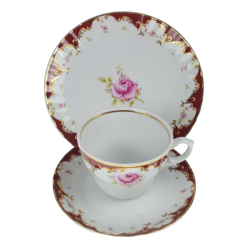 [458168504] Gedeck Sammelgedeck Golddekor 3tlg Retsch Wunsiedel rosa Dekor gebraucht - gut Bild 3