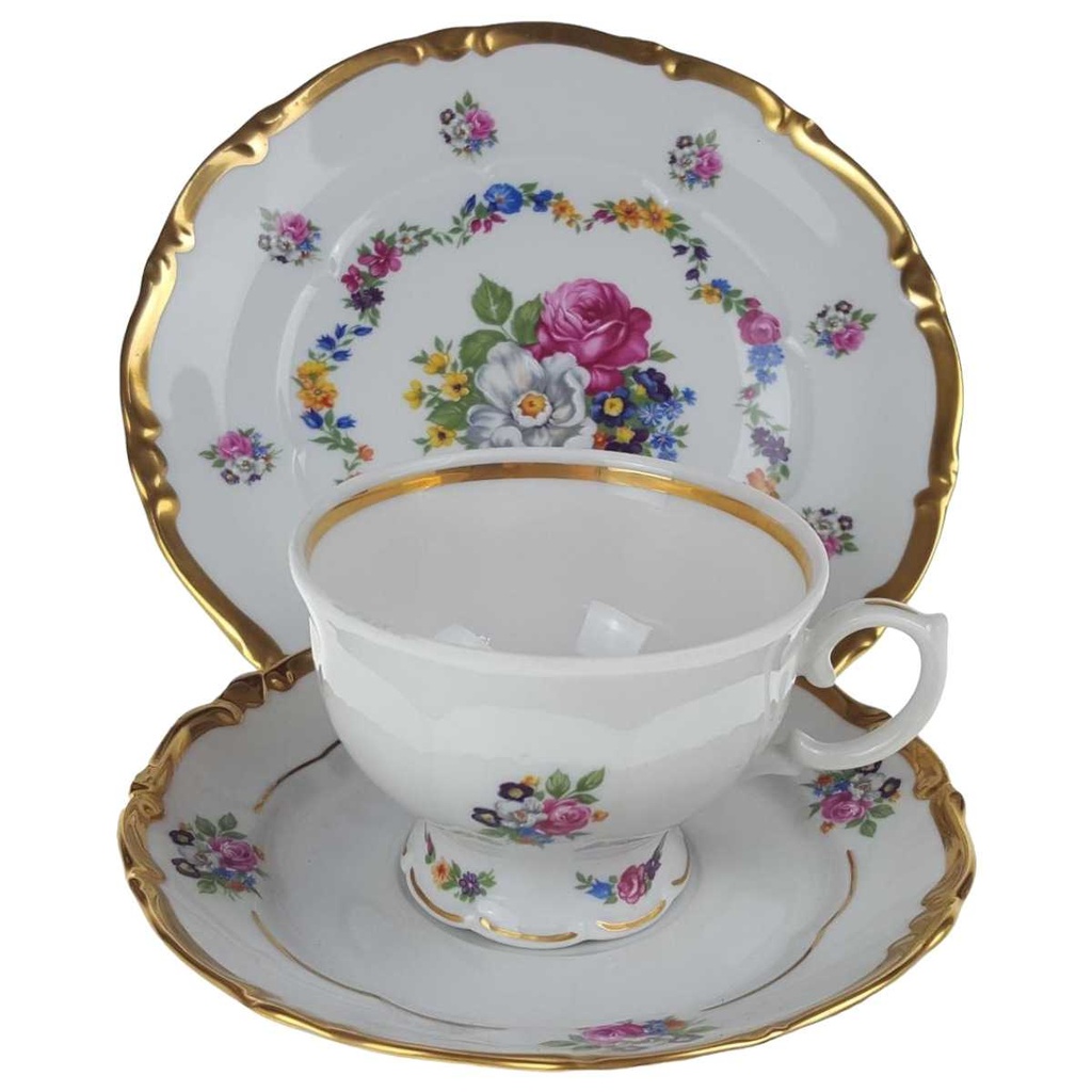 [458168506] Sammelgedeck Golddekor 3tlg 30 cm Hädrich & Sohn Blumendekor gebraucht - gut Bild 2
