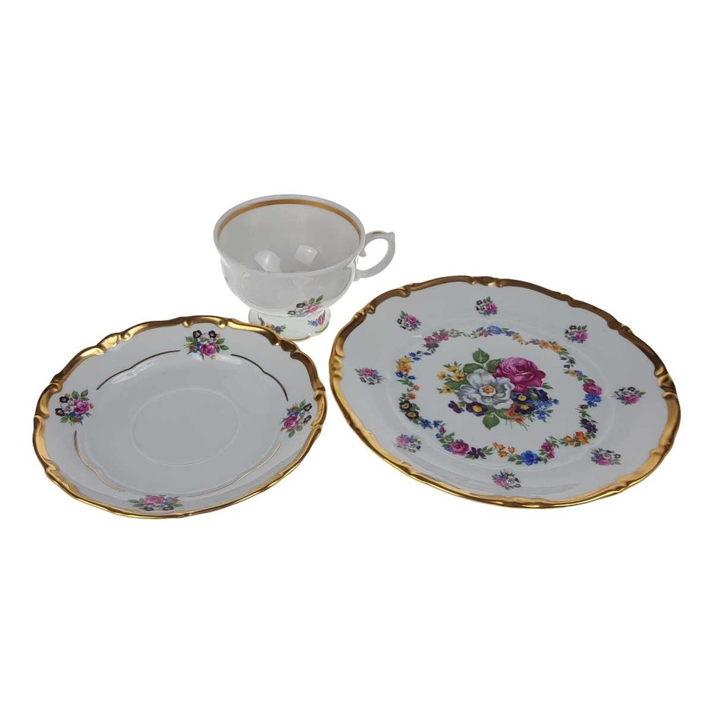 [458168506] Sammelgedeck Golddekor 3tlg 30 cm Hädrich & Sohn Blumendekor gebraucht - gut Bild 4