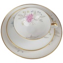[458168507] Sammelgedeck Goldrand 3tlg Thomas Porzellan Form 7507 Blumendekor geriffelt Blumen gebraucht - gut Bild 2