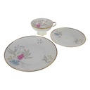 [458168507] Sammelgedeck Goldrand 3tlg Thomas Porzellan Form 7507 Blumendekor geriffelt Blumen gebraucht - gut Bild 4