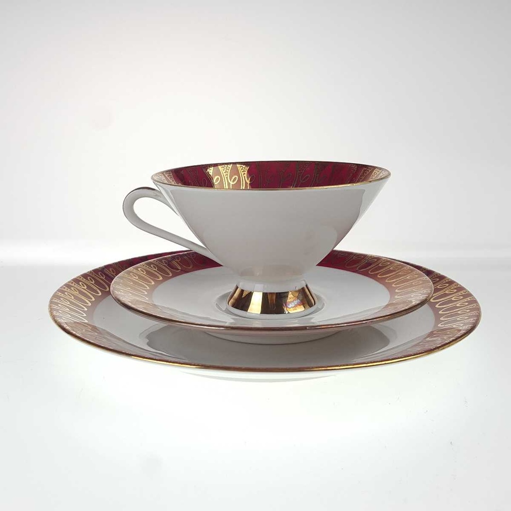[458168584] Gedeck Sammeltasse Golddekor Bavaria 3tlg Kronester Rot gebraucht - gut Bild 4