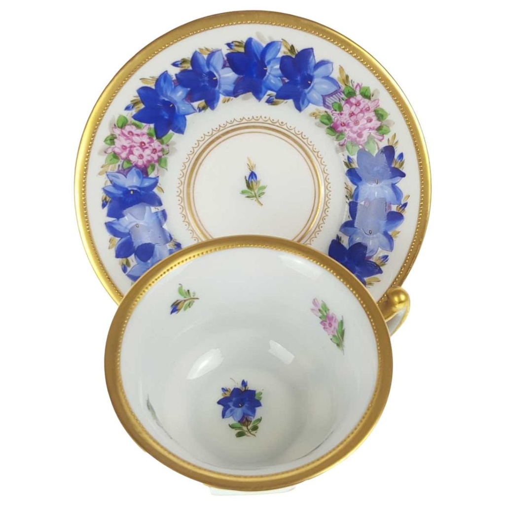[458168589] Sammeltasse Golddekor 2tlg Lamm Dresden Saxony Blumendekor Blumen gebraucht - defekt Bild 2