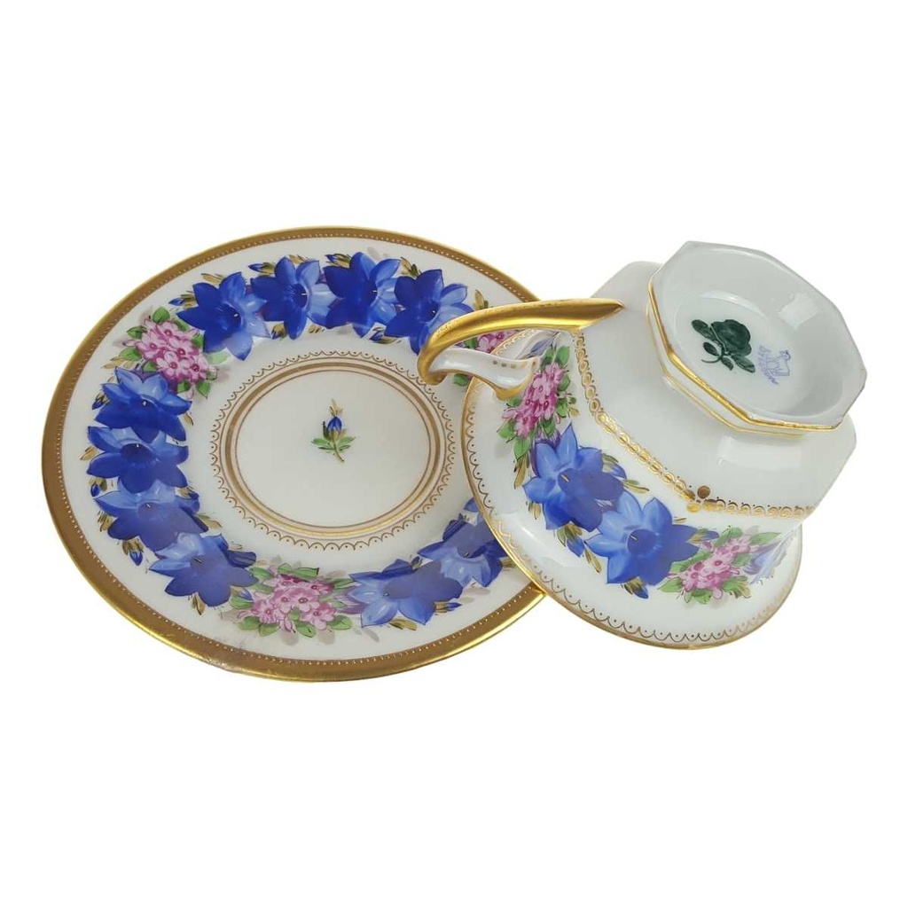 [458168589] Sammeltasse Golddekor 2tlg Lamm Dresden Saxony Blumendekor Blumen gebraucht - defekt Bild 7