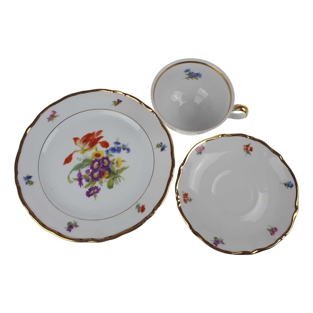 [458168594] Sammelgedeck Goldrand 3tlg Winterling Kirchenlamitz Blumendekor gebraucht - gut Bild 3