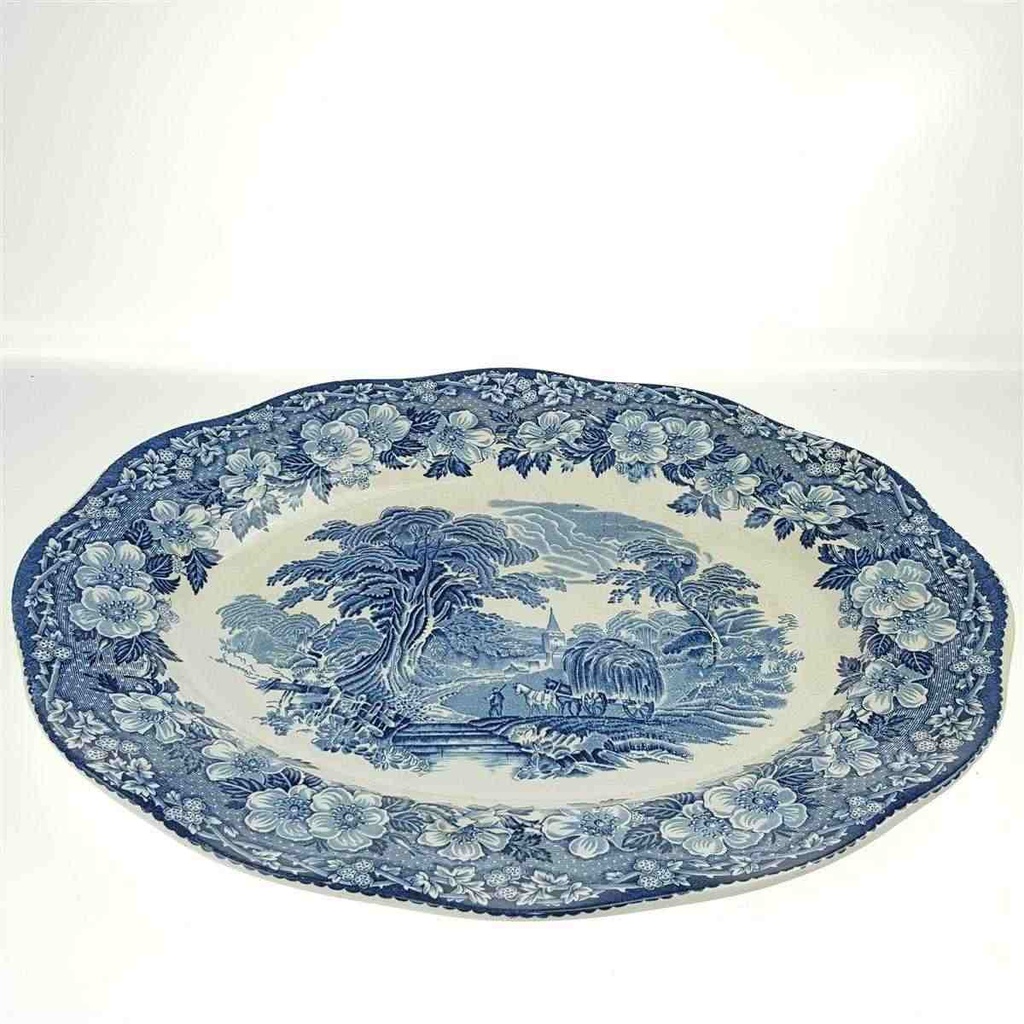 [458168597] Fleischplatte 35,6x28,5 cm Enoch Wedgwood Woodland Blau gebraucht - akzeptabel Bild 3