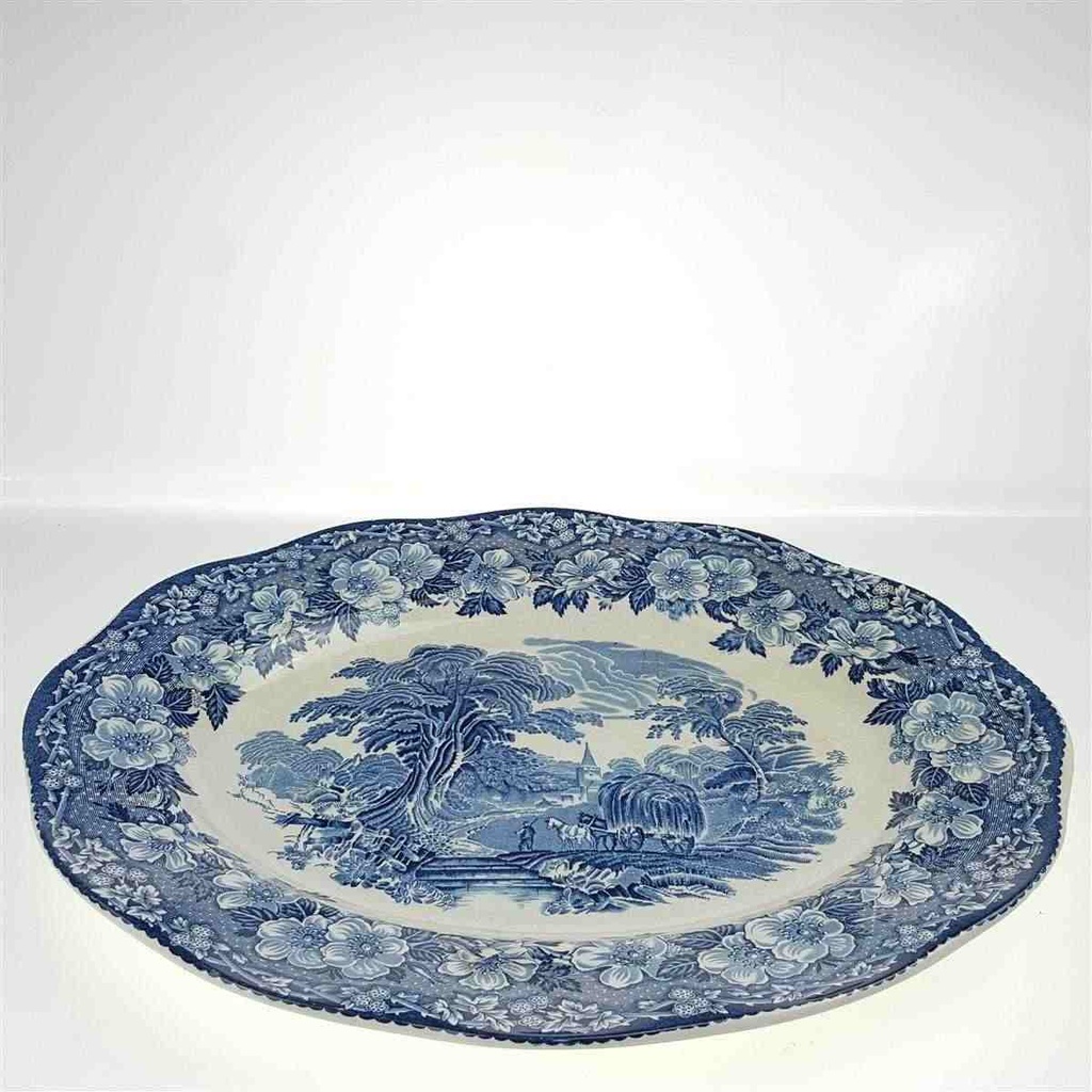 [458168597] Fleischplatte 35,6x28,5 cm Enoch Wedgwood Woodland Blau gebraucht - akzeptabel Bild 4