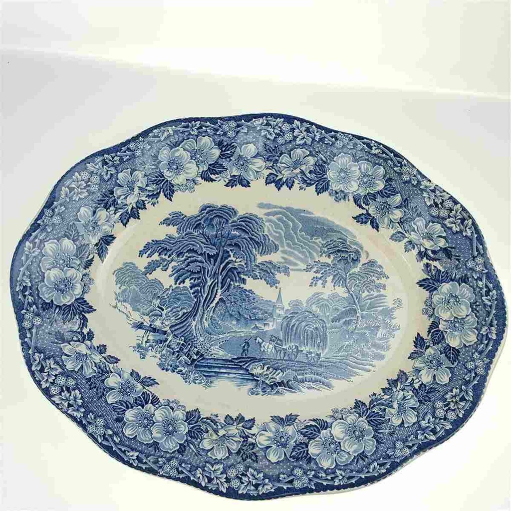 [458168597] Fleischplatte 35,6x28,5 cm Enoch Wedgwood Woodland Blau gebraucht - akzeptabel Bild 5