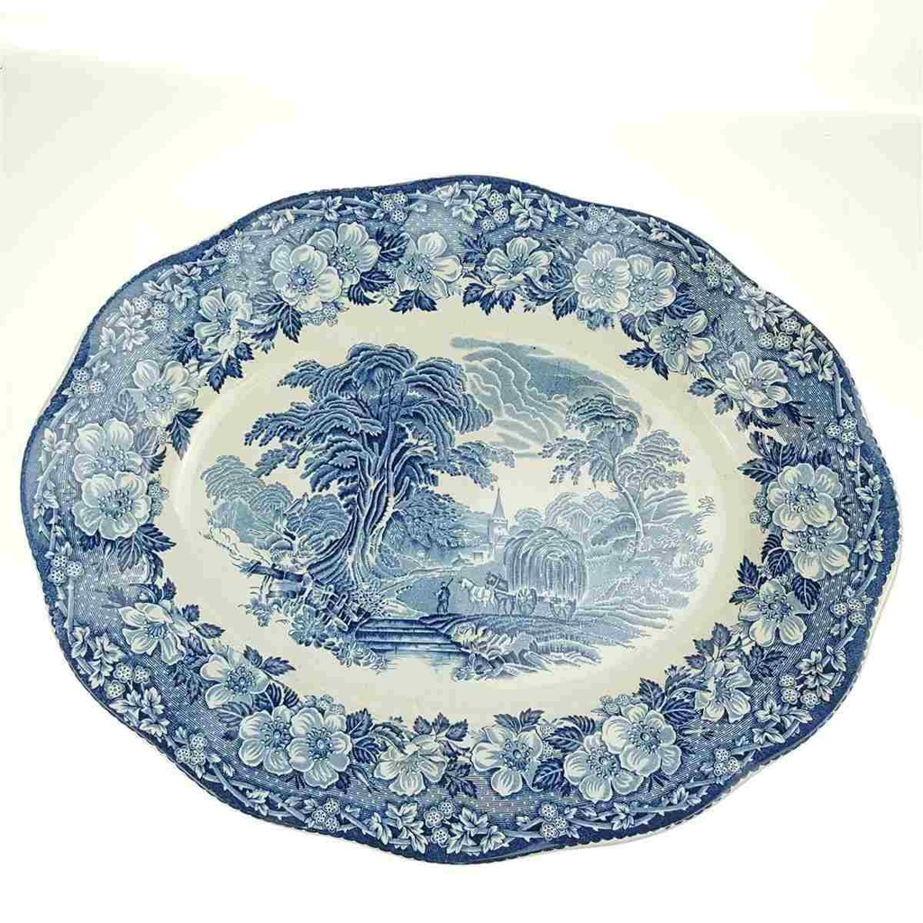 [458168597] Fleischplatte 35,6x28,5 cm Enoch Wedgwood Woodland Blau gebraucht - akzeptabel Bild 6