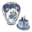 [458168603] Vase Deckelvase 38,2 cm Boch Belgium Royal Sphinx Blau Blumendekor gebraucht - gut Bild 4