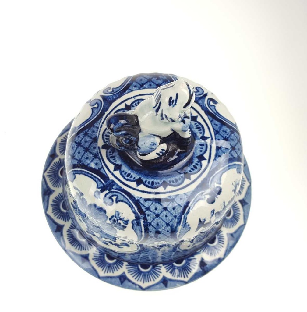 [458168603] Vase Deckelvase 38,2 cm Boch Belgium Royal Sphinx Blau Blumendekor gebraucht - gut Bild 6