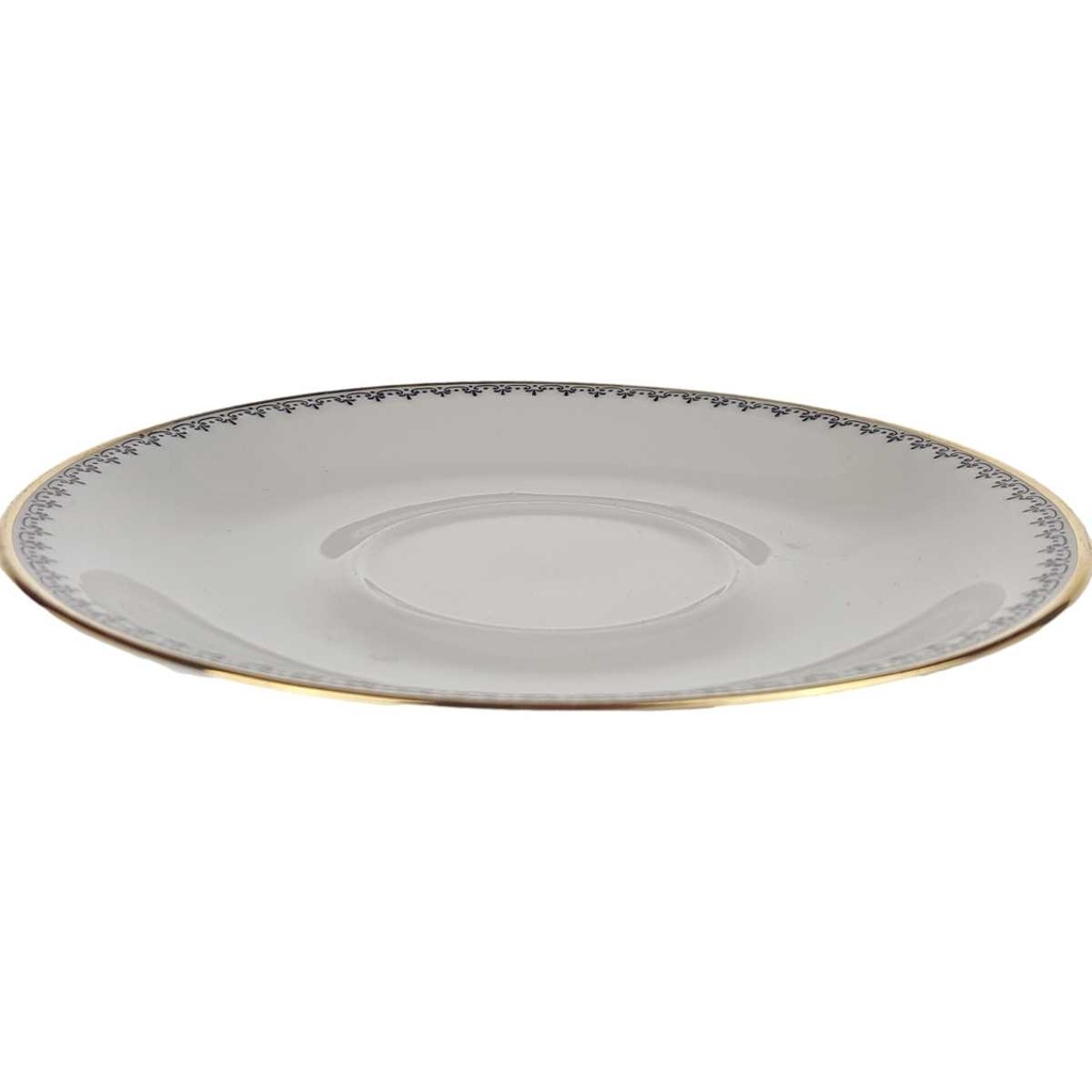 [458168606] Untertasse Goldrand Bavaria 14,6 cm Schaller Elfenbein gebraucht - gut Bild 4