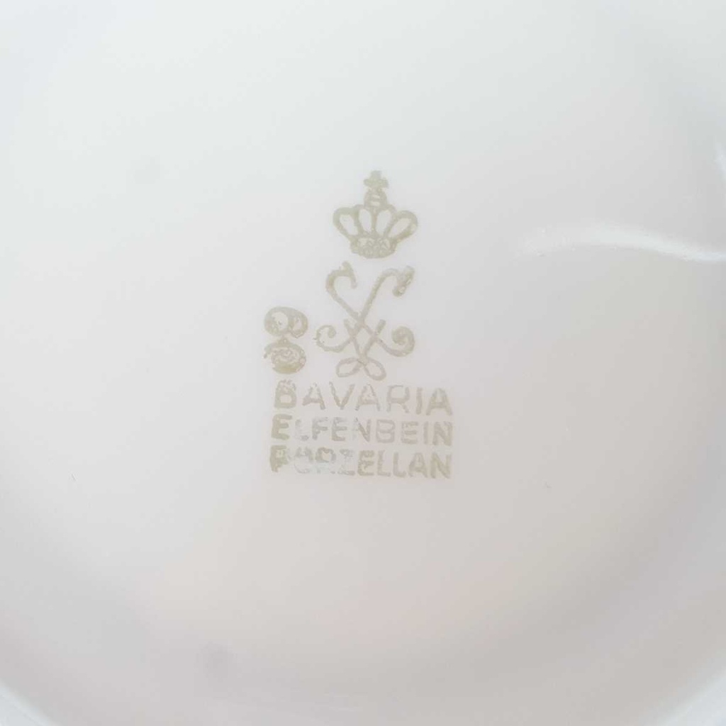 [458168606] Untertasse Goldrand Bavaria 14,6 cm Schaller Elfenbein gebraucht - gut Bild 6