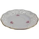 [458168615] Untertasse Durchbruchteller Goldrand Durchbrucharbeit 14,3 cm Schumann/Arzberg rosa Dekor gebraucht - gut Bild 2